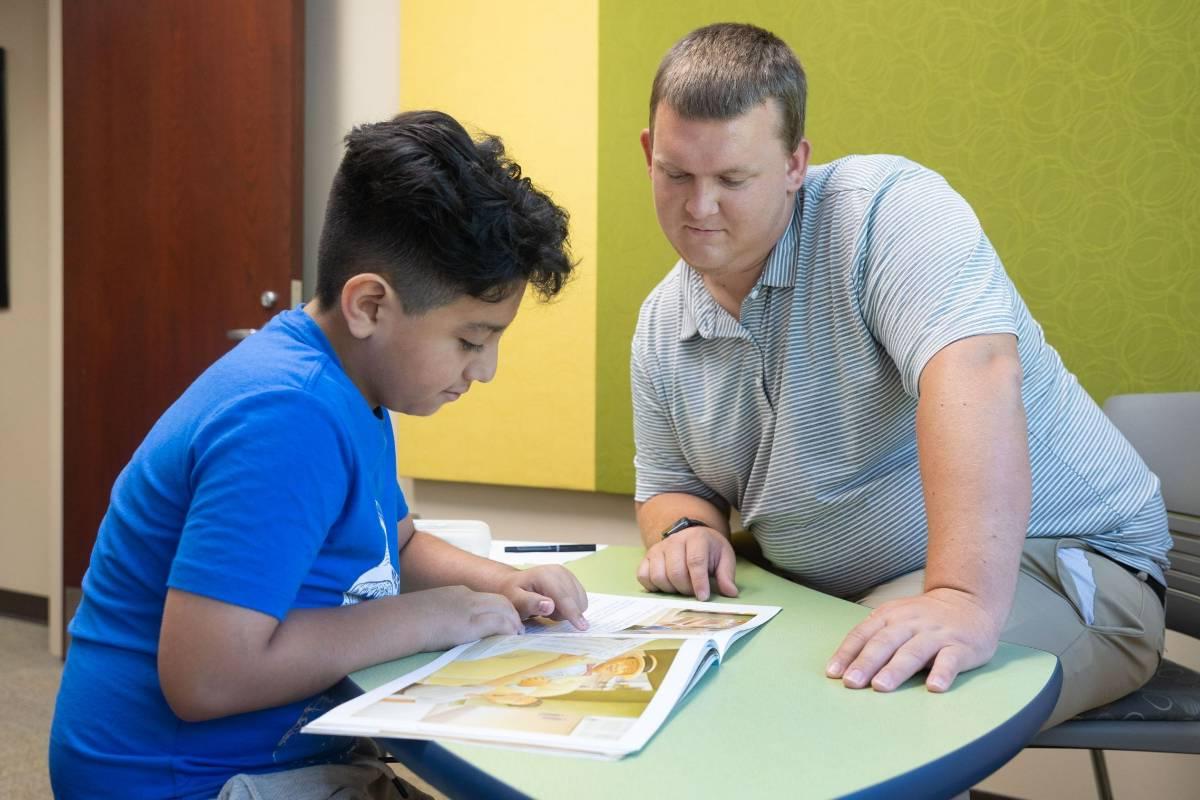 Student in a tutoring session